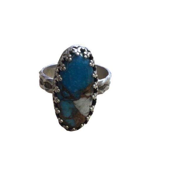 Ring, Turquoise and Silver Ring, size 9, NEW, Handmade - Picture 4 of 9